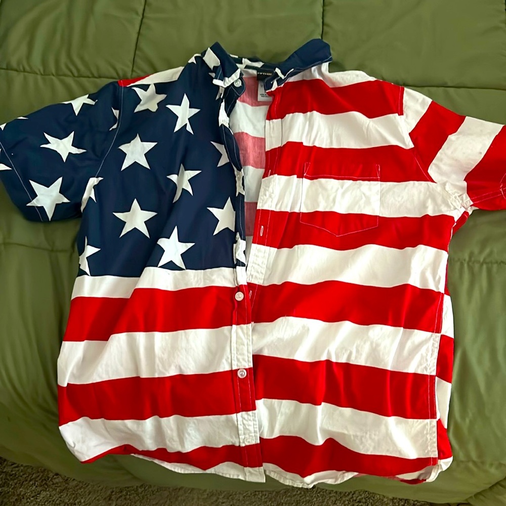 American flag button up